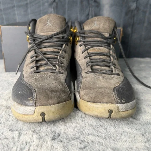 Jordan 12 Retro Dark Grey Wolf Grey Gold Mens Basketball Shoes 130690-005 Size 9 - Picture 3 of 11